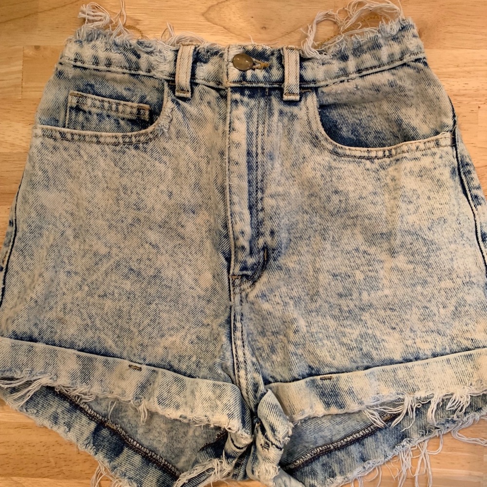 Denim High-Waist Cuff Shorts
